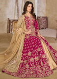 Traditional Rani Art Silk Abaya Style Suit with Embroidery