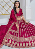 Rani Pink Wedding Guest Lehenga in Art Silk
