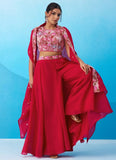 Stylish crepe indo western outfit for festive wedding functions