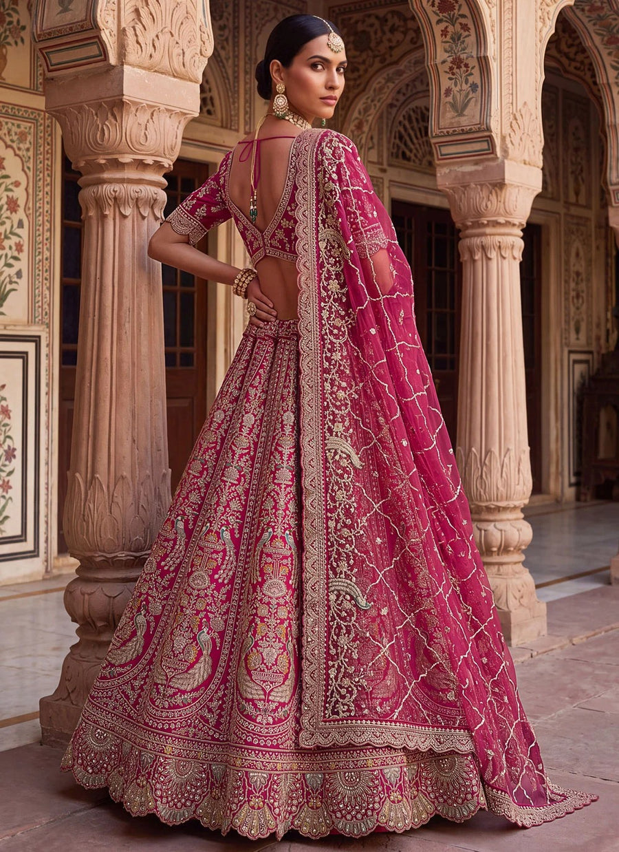 Silk Bridal Wedding Lehenga in Rani Pink