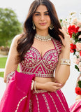Rani Pink Silk Wedding Lehenga | Designer Embroidered Lehenga
