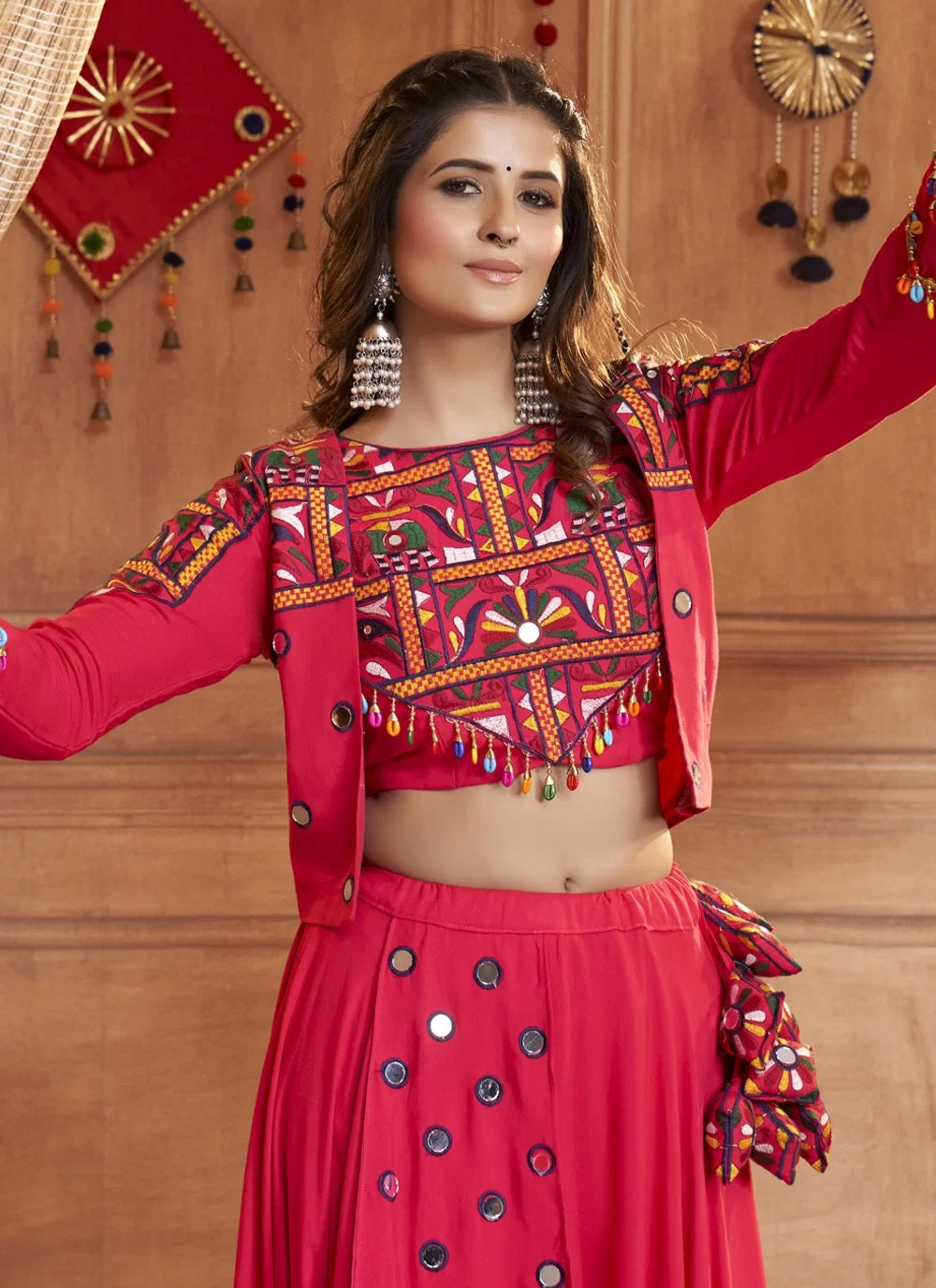 Buy Faux Mirror Work Zig Zag Design Top And Lehenga by P & S CO at Ogaan  Online Shopping Site