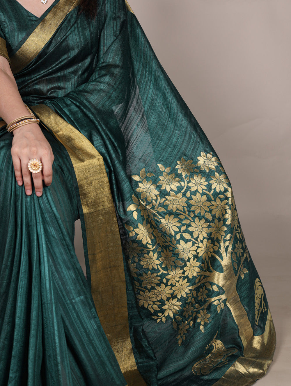 Raw silk saree with unstitched blouse