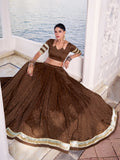 Zari weaving festive lehenga choli in brown