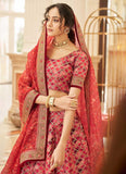 Red Art Silk Thread and Zari Embroidered Lehenga Choli