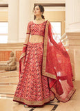 Red Art Silk Thread and Zari Embroidered Lehenga Choli