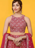 Red Georgette Wedding Guest Lehenga with Zari & Sequins Embroidery