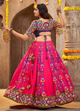 Red Thread Embroidered with all over mirror work Navratri Choli