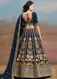Blue Bridal Lehenga with Sequins and Zari Work