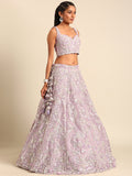 Richlook Lavender color Net Lehenga Choli Set with Zarkan & Sequins Embroidery