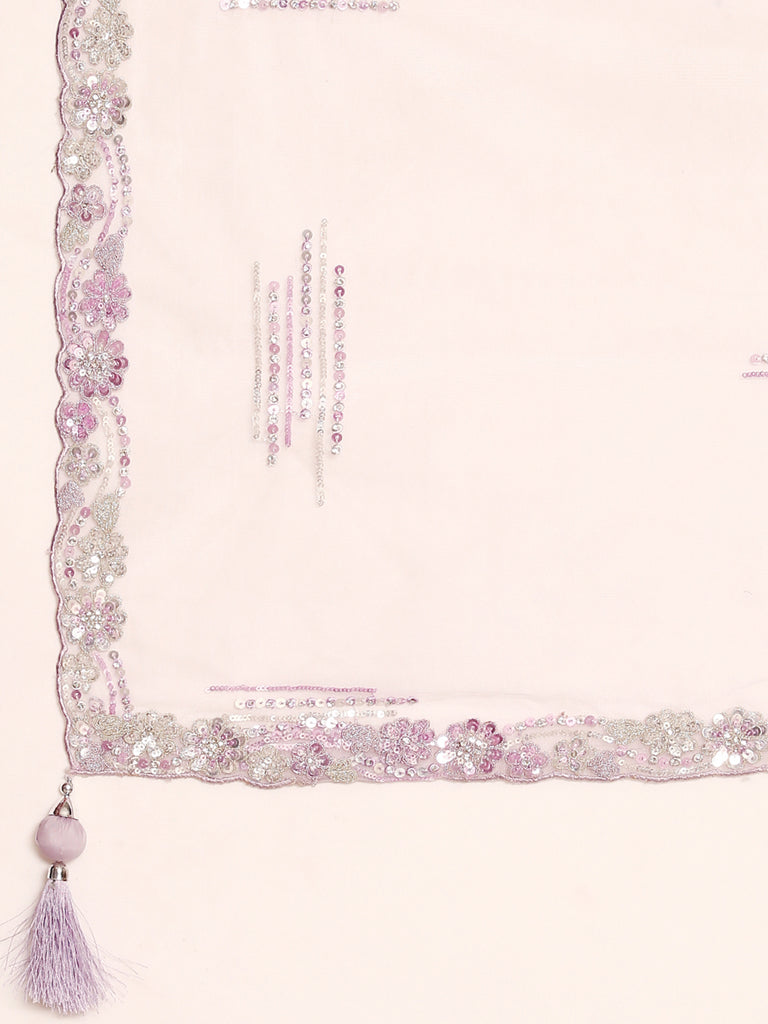 Richlook Lavender color Net Lehenga Choli Set with Zarkan & Sequins Embroidery