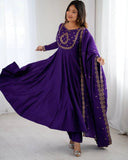 designer anarkali gown for women in Roman Chanderi silk