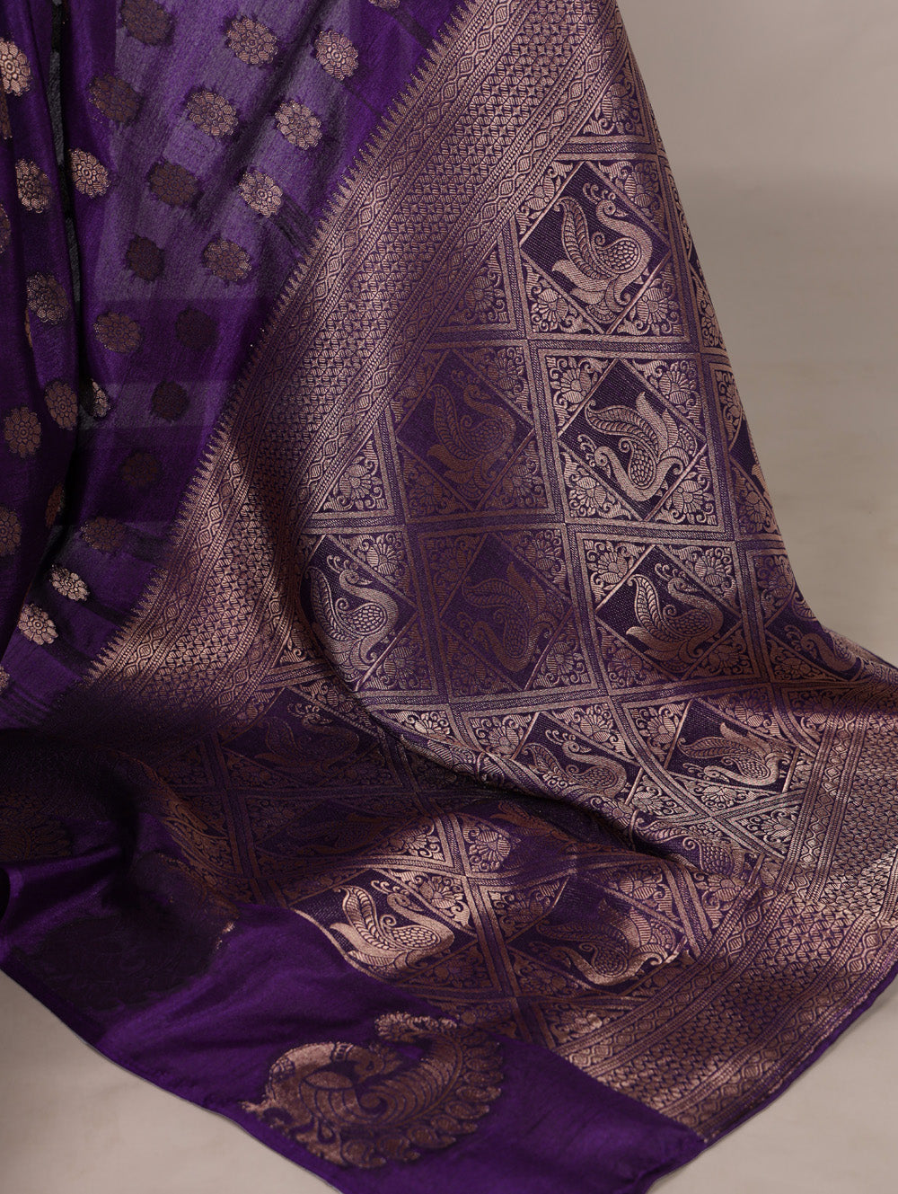 zari weaving saree in purple color