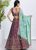 Rosegold Chiffon Party Wear Lehenga for Women with Sequins Embroidery