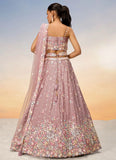 Rosegold Poly Chiffon Reception Wear Lehenga For Bridesmaid