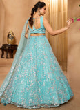 Sea Green Net Lehenga Choli for Day Weddings, Mehndi & Destination Events