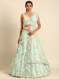 Seagreen Net Part Wear Zarkan Lehenga