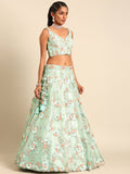 Seagreen Net Part Wear Zarkan Lehenga