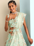 Seagreen Net Part Wear Zarkan Lehenga