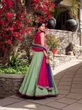 See Green Color Plain With Sequins And Thread Embroidery Work Vichitra Silk Lehenga choli
