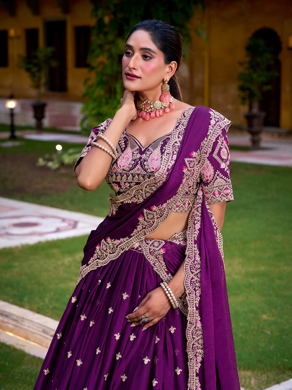 Wedding & Bridesmaid Purple Lehenga Choli Set