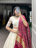 Temple Design Sequins And Thread Embroidery Work Khadi Cotton Chaniya Choli