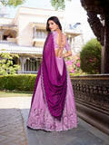 Lavender Color Sequins And Embroidery Work With Hotfix Silver Glossy Lehenga Choli