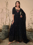 Sequins Embroidered Dark Blue Georgette Readymade Salwar Suit