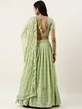 Sequins Embroidered Georgette Party Wear Lehenga Choli In Pista