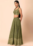 Elegant green reception wear lehenga for women