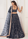 Sequins Net Party Wear Lehenga Choli With Dupatta In Black