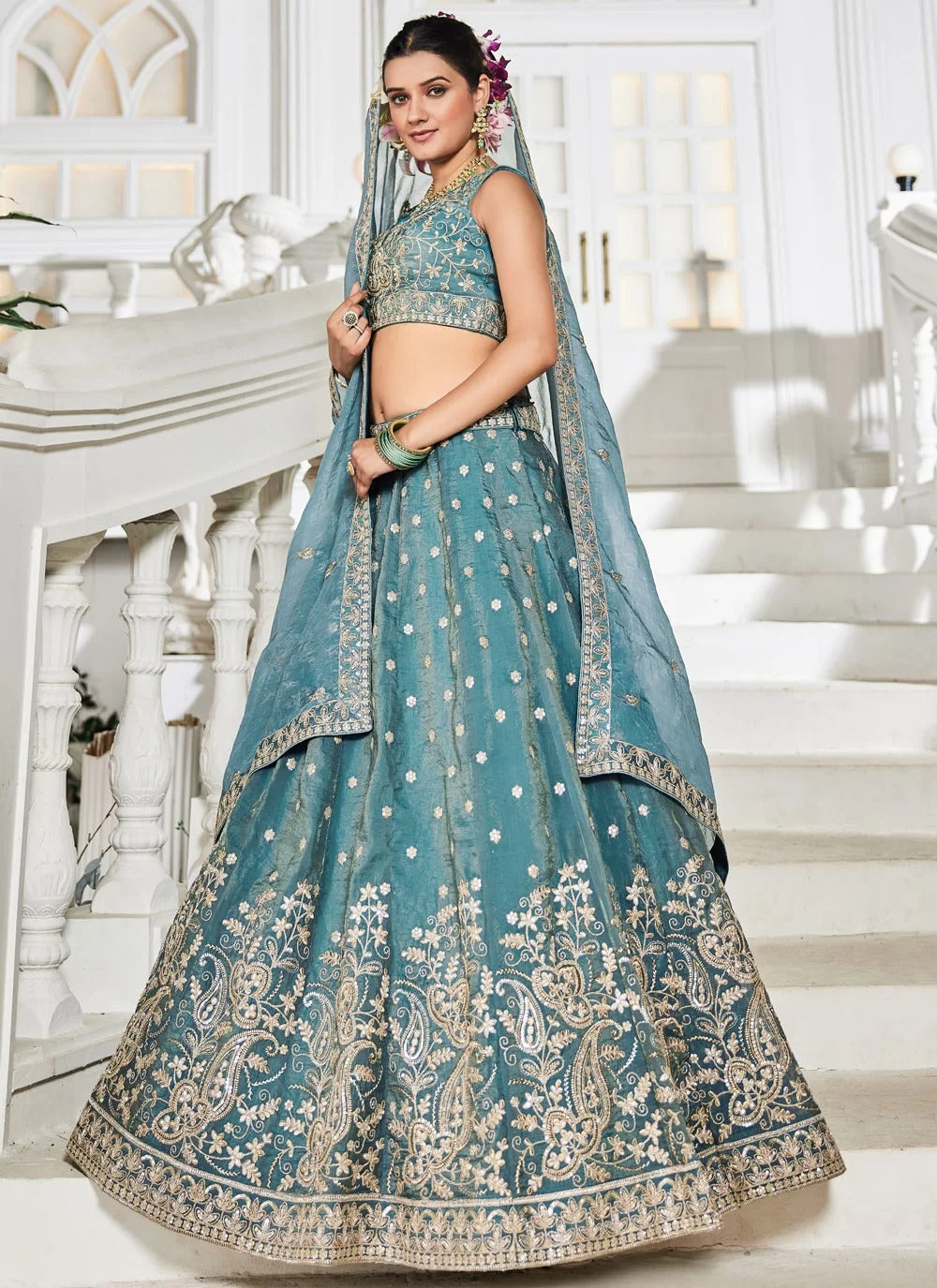 tissue lehenga for bridesmaids