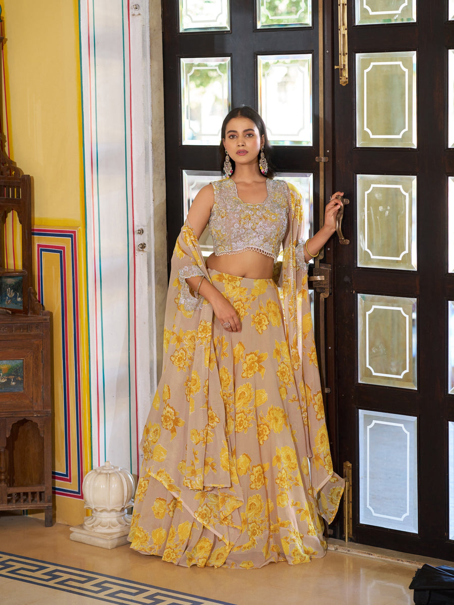 Haldi Wear Georgette Lehenga Choli