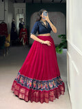 Pink poly cotton zari weaving lehenga choli