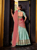 Dupion silk lehenga choli with lace border dupatta