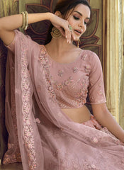 Soft Net Sequins and Thread Work Indian Wedding Lehenga