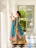 Firozi dupatta with printed design
