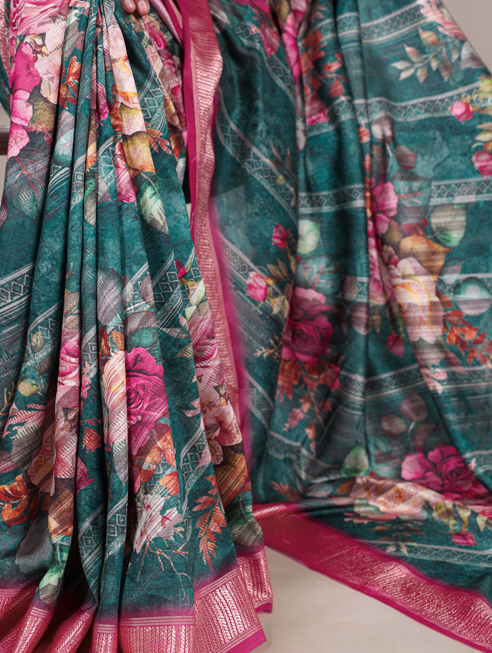 Tussar silk saree with wine color blouse