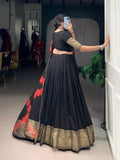 Black color Zari Weaving Work Chanderi Chaniya Choli