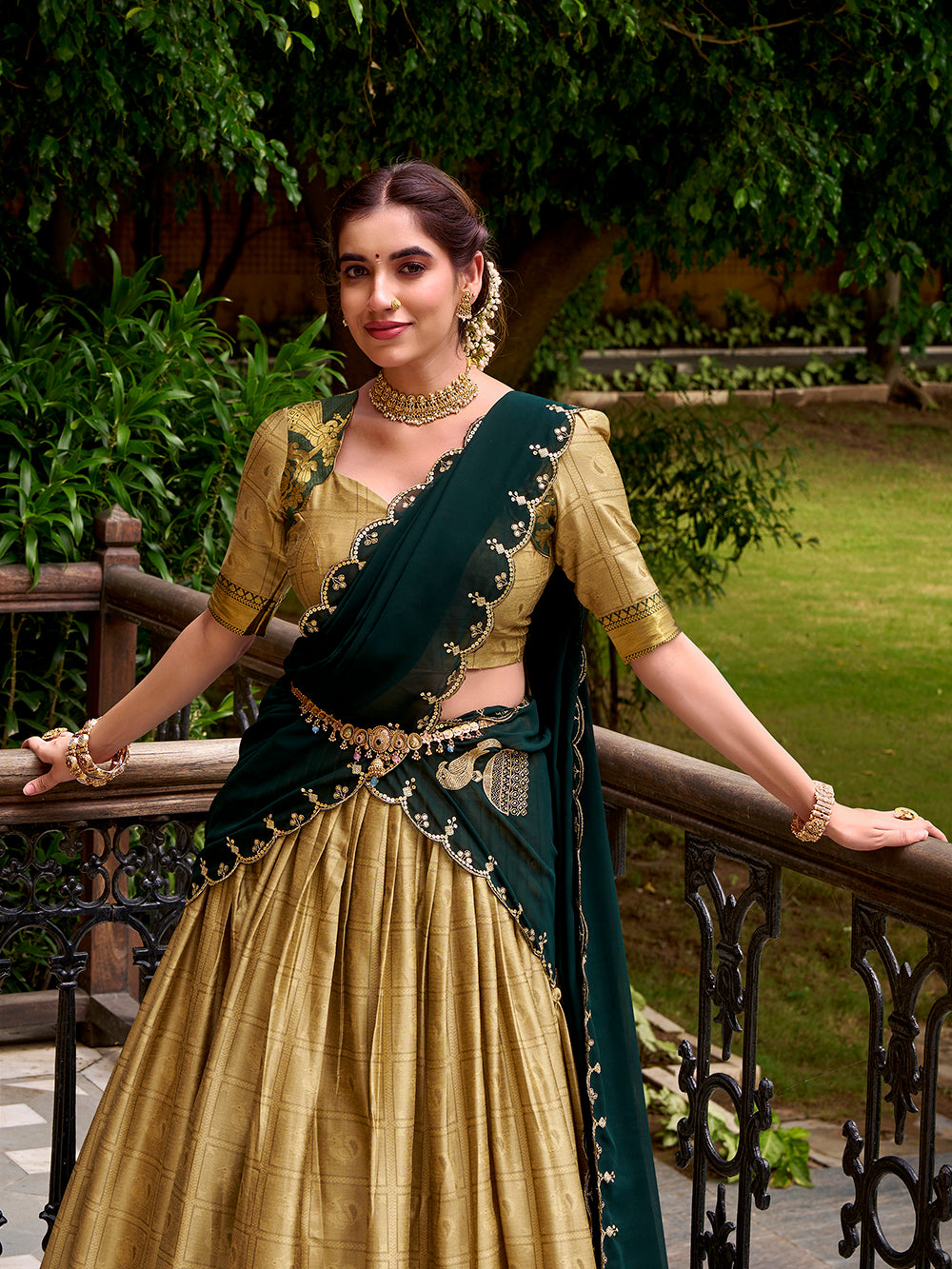 Cream Festive Lehenga Choli Set