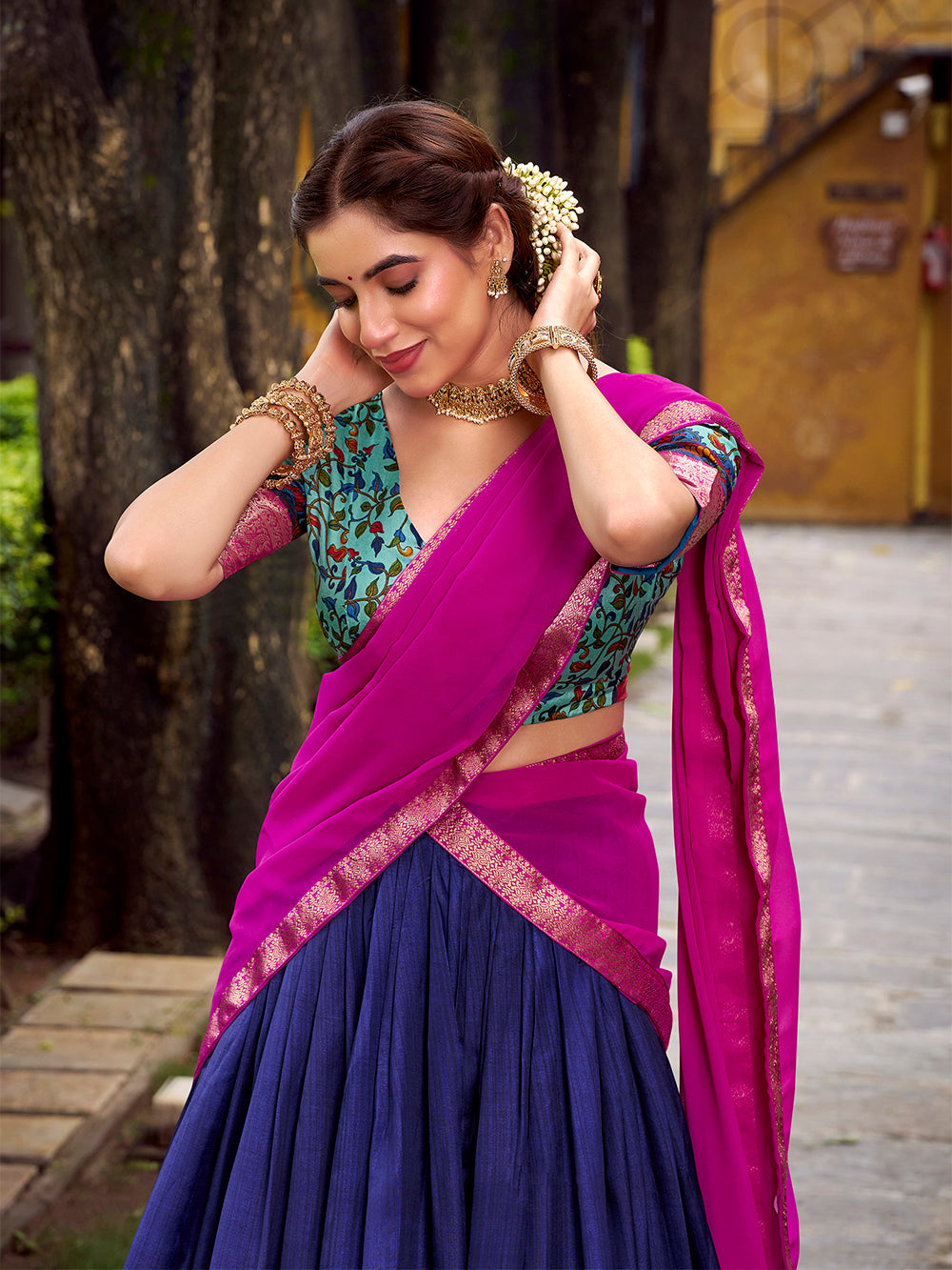 Elegant navy blue lehenga choli for sangeet and bridal events