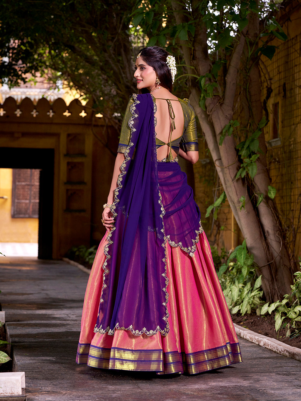 Sequins and Thread Work Purple Lehenga
