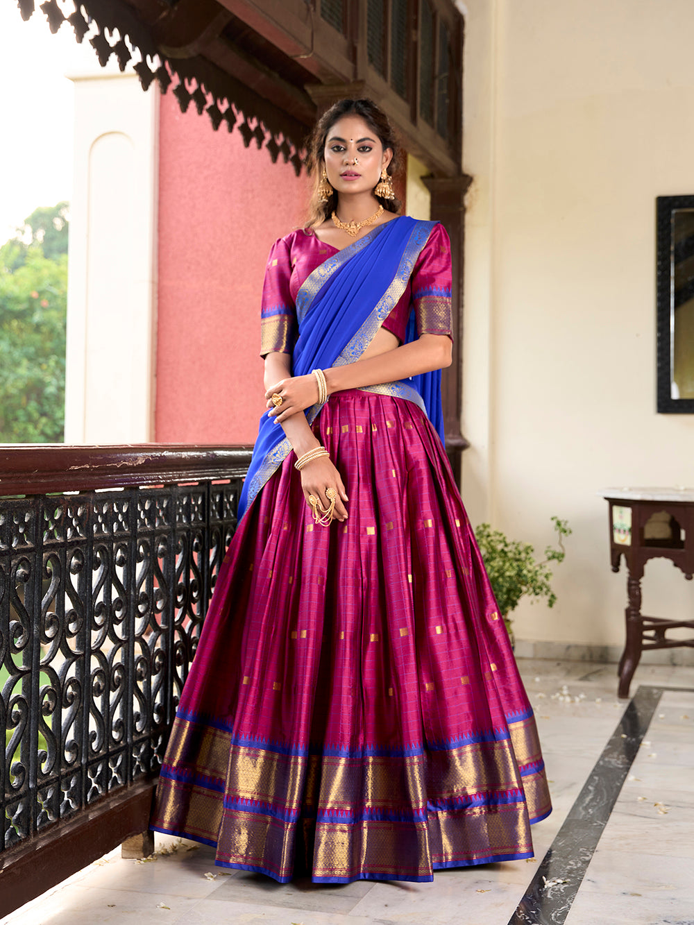 Pink Color Weaving Work With Paithani Concept Cotton Silk Lehenga Choli
