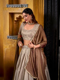 4 meter flare cream lehenga choli