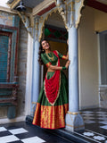 Green Color Zari Weaving Work Narayan Pattu Lehenga Choli