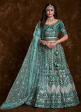 Stunning Sequins Sea Green Art Silk Lehenga Choli