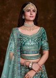 Stunning Sequins Sea Green Art Silk Lehenga Choli