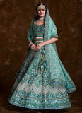 Stunning Sequins Sea Green Art Silk Lehenga Choli