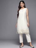 Stylish Off White Chanderi Tunic with Prints for Women