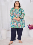 Stylish plus size kurti for curvy women in multicolor print